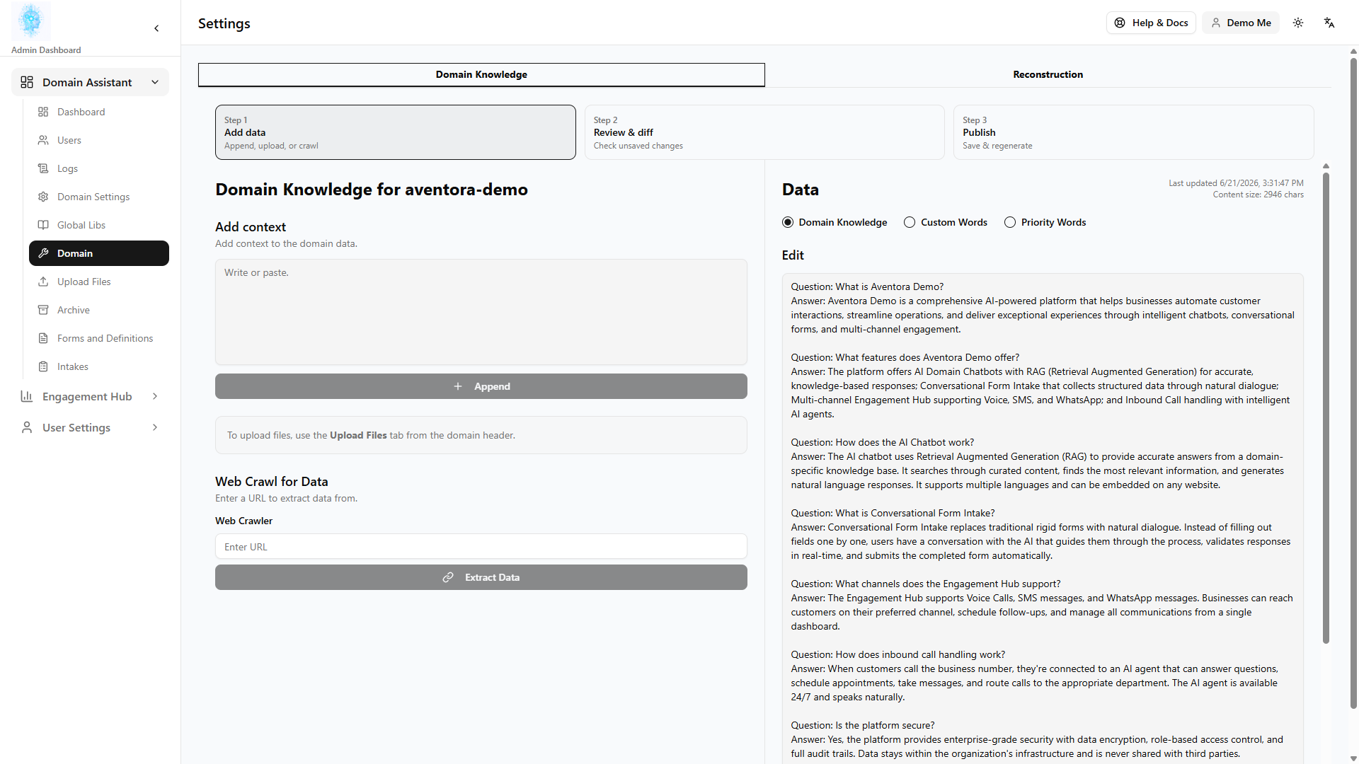 Domain content editor