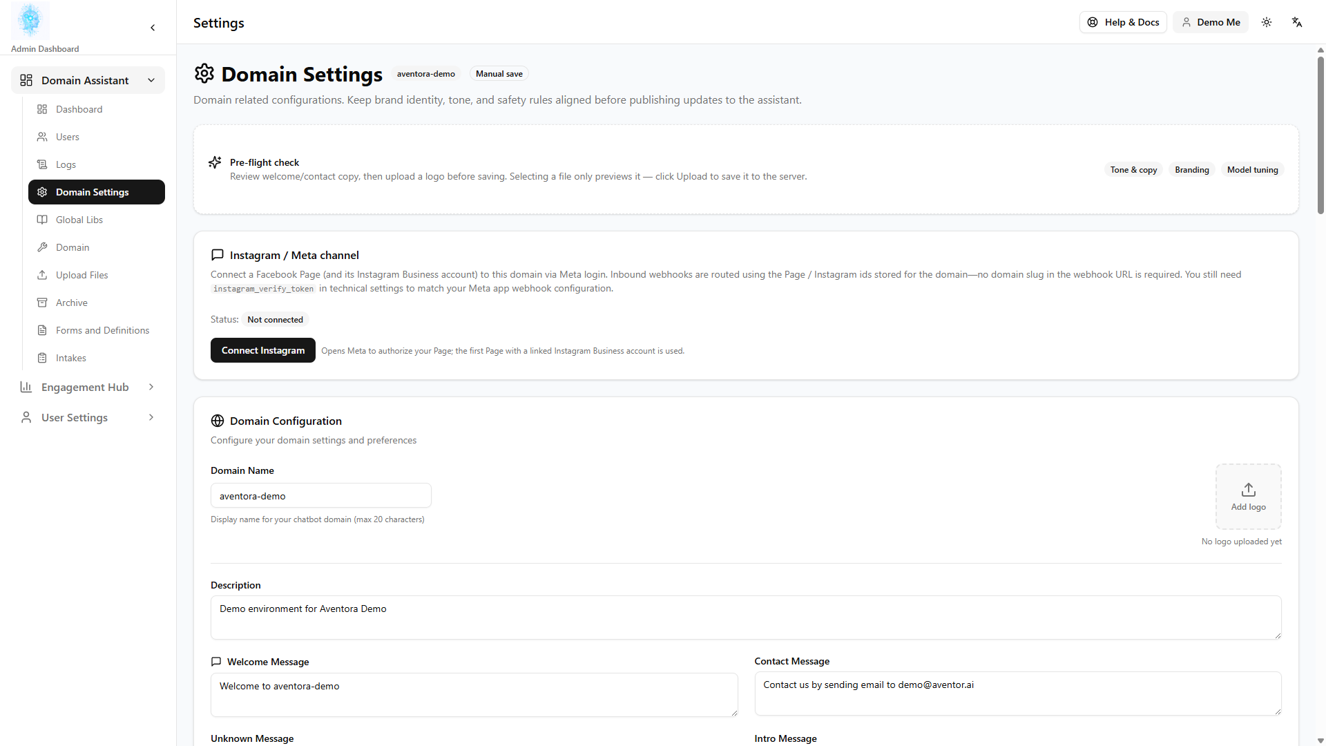 Domain settings
